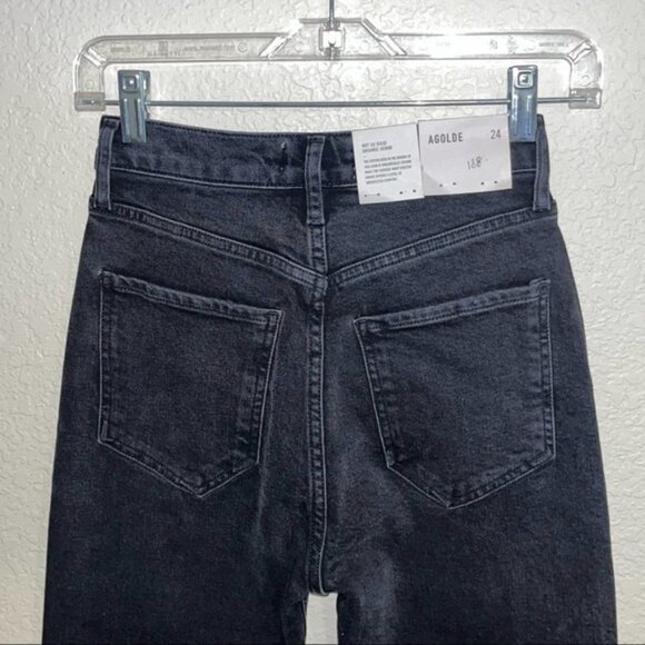 Agolde Black Riley High Rise Straight Crop Size 24 New With Tags - Picture 4 of 10